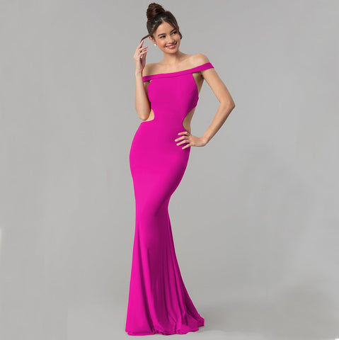 Women's Off Shoulder Maxi Evening Dress – Elegant Formal Gown