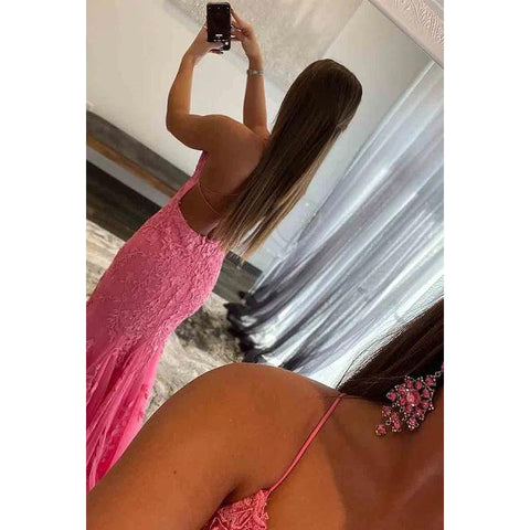 Vestido formal de noche para graduación, sin mangas, con tirantes finos y apliques de tul