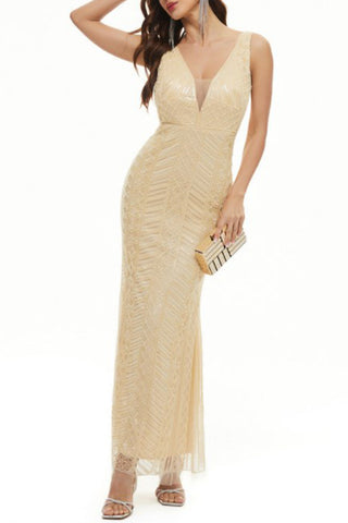 Robe de soirée sexy formelle patchwork à col en V 