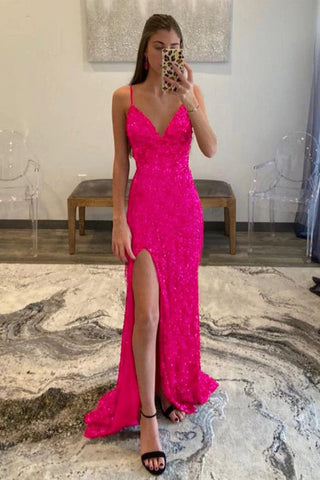 Sequins Glitter Prom Dress with Slit