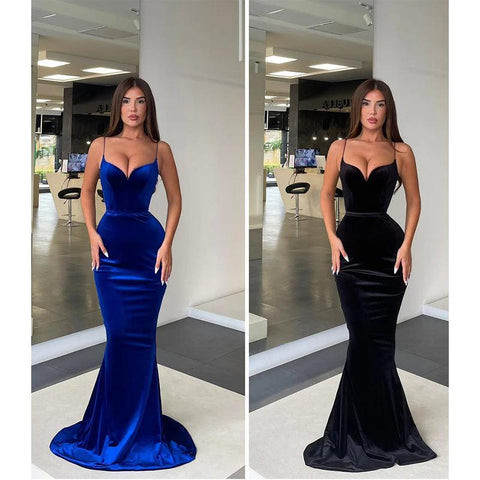 Robe de bal sirène simple à bretelles spaghetti