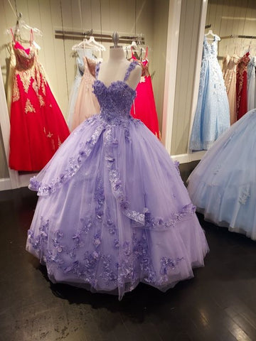 Robe de bal élégante en tulle ornée d'appliqués, modèle Sweet 16 Y397