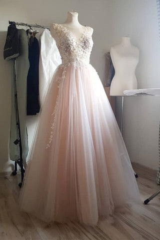 Pearl Illusion Neck Long Prom Dress