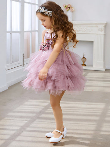 Ball-Gown/Princess Tulle Knee-length Baby Girl Dress