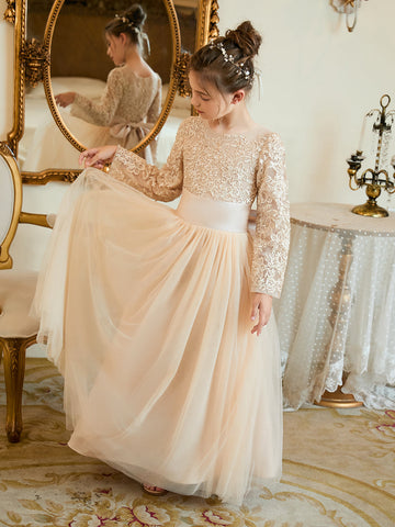 A-line Tulle Ankle-length Flower Girl Dress