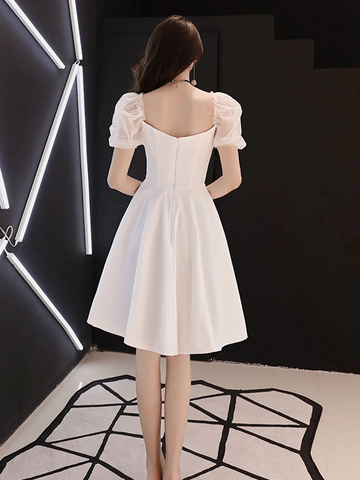Robe de bal courte en satin blanc, robe de soirée blanche Y2423