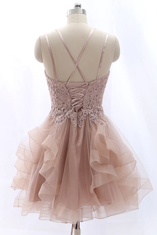 Vestido de fiesta vintage de tul y encaje con tirantes finos Y2584