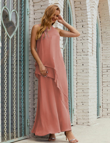 Robe longue en mousseline grande taille pour la mère de la mariée, robe de demoiselle d'honneur de bal de fin d'année SY28019