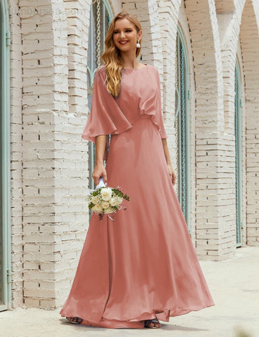 Robe de demoiselle d'honneur Sunnderly pour femme, manches longues, col en V, en mousseline, robe de cérémonie pour mariage SY28018