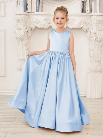 A-line Lace Satin Floor-length Flower Girl Dress