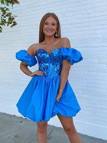 A Line Off the Shoulder Short Homecoming Dress