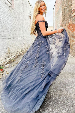 Off the Shoulder Prom Dress with Appliques