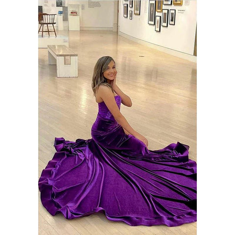 Vestido de fiesta de noche con escote en V, sin mangas, abertura lateral y apliques, corte trompeta/sirena