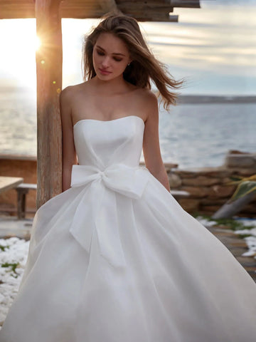 A-Line Gorgeous Round Neck Wedding Dresses Women's Sexy Sleeveless Formal Beach Party Bridal Gowns Plus Size Vestido De Casament