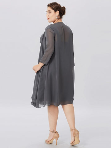 Vestidos de corte princesa/línea A con tirantes finos hasta la rodilla para la madre de la novia 