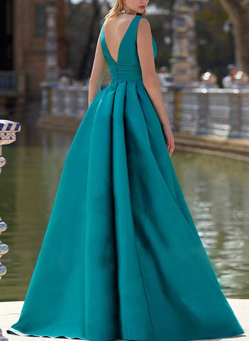 Vestidos de corte princesa/línea A sin mangas con escote en V para la madre de la novia 