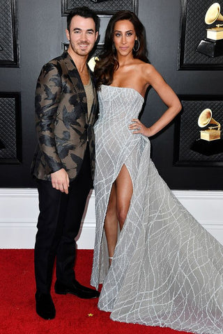 Robe de bal longue bleue bustier trapèze, robe de soirée unique