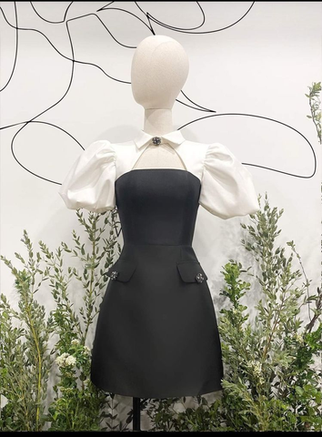 Vestido de graduación corte A, manga abullonada, nuevo modelo Y2551