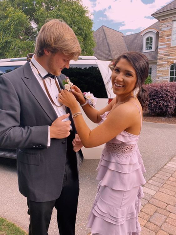 A-line Layers Long Prom Dress Unique Spaghetti Straps Evening Dress Y5205