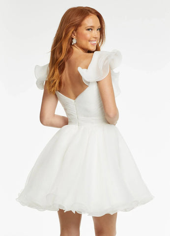 A Line V Neck Organza Ruffles Homecoming Dress SYH105