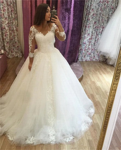Appliques Vestido De Noiva Sexy V-Neck Arabic Wedding Dress 2023 Lace Skirt Plus Size Robe De Marie