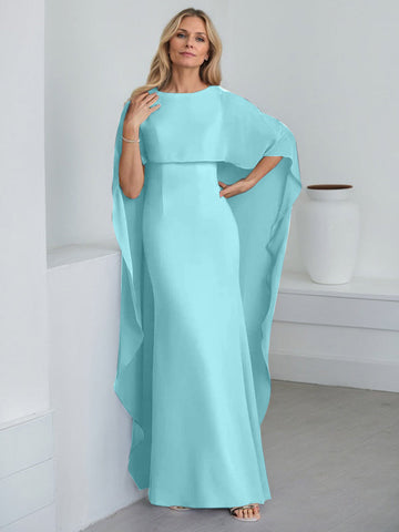 Sheath Scoop Floor-Length Chiffon Mother of the Bride Dress With Cascading Ruffles