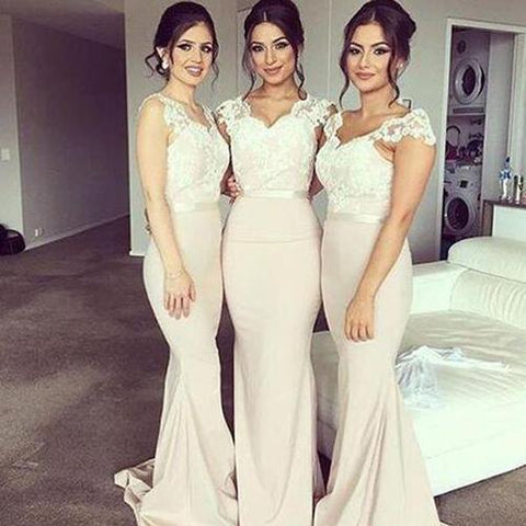 Lace Mermaid Off Shoulder Sweetheart Bridesmaid Dresses, Wedding Party Dress