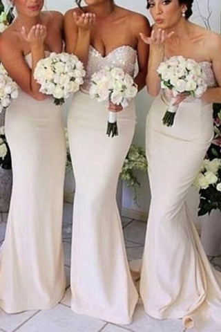Cute Mermaid Sweetheart Inexpensive Long Bridesmaid Dresses Online