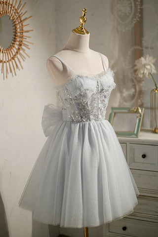 Vestidos cortos de fiesta sin mangas con lentejuelas y cordones, elegantes 