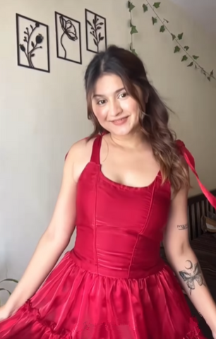 Robe de bal courte rouge en tulle, coupe trapèze, référence Y8509