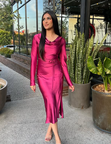 Robe longue et sobre pour invitée à un mariage, robe de soirée tendance Y4519