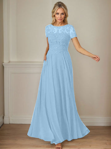 Vestido de gasa azul marino oscuro de corte en A con escote barco y lentejuelas 