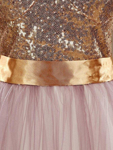 Robe de bal en tulle violet clair, robe de demoiselle d'honneur, coupe trapèze, décolleté en cœur, paillettes dorées, robe de soirée sans bretelles 