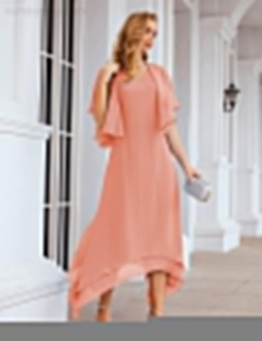 Robe de mariée grande taille en mousseline Sunnderly avec veste, idéale pour les cérémonies de mariage (SY28073) 