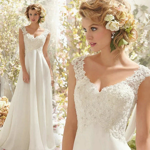 Beach Wedding Dresses Women's Elegant Double Shoulder Mermaid Chiffon Lace Applique Bridal Gowns Sexy Backless Vesido De Noiva