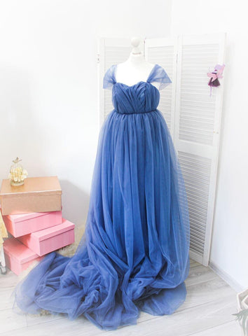 Dusty Blue Maternity Dress