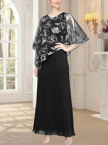 Long Glitter Mesh Dress with Novelty Asymmetric Overlay Bodice