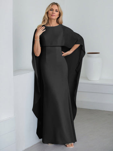 Sheath Scoop Floor-Length Chiffon Mother of the Bride Dress With Cascading Ruffles