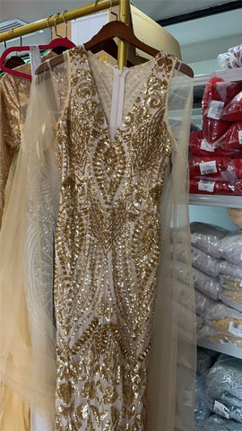 Black V-Neck Sequined Sexy Evening Dressese Mermaid Sleeveless Sparkle Evening Gowns Design 2025 LA70117