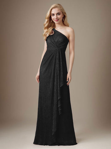 Ruby Sheath One Shoulder Metallic Mesh Dress Mother of the Bride Dress