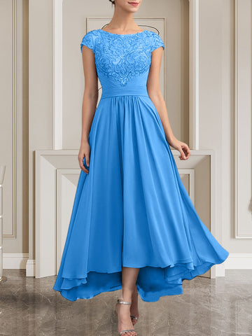 A-line Scoop Floor-Length Lace Chiffon Mother of the Bride Dress With Sequins
