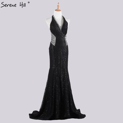 On Sale no return no refund Sale Blue Halter Sleeveless Dubai Design Evening Dresses Real Photo Beading Lace Sexy Evening Gowns 2025 LA60818