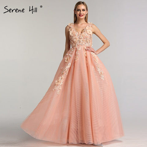 On Sale no return no refund Sale Blue Handmade Flowers Diamonds V-Neck Evening Dresses Sleeveless Sexy A-Line Formal Dress 2025 LA60867