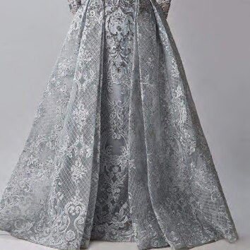 Blue Muslim Beading Mermaid Lace  Crystal Design Evening Dresses 2025 Dubai Luxury  Plush Size Evening Gowns LA70424