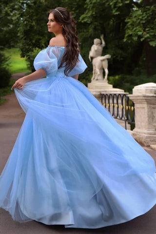 Tulle A-line Princess Off-the-Shoulder Prom Dresses, Evening Dress