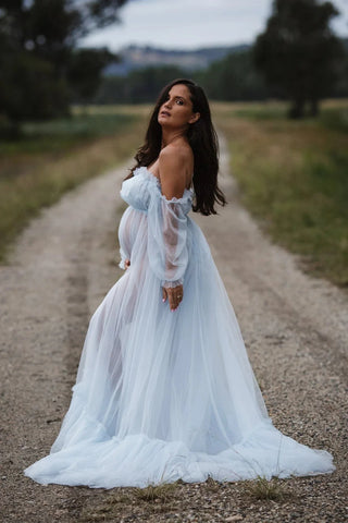 Maternity Gowns Long Sleeve Off The Shoulder Maternity Dress