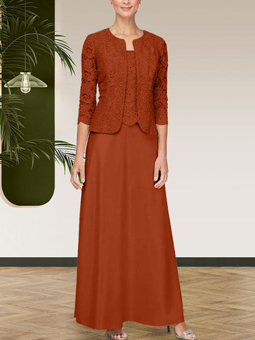 Glitter Lace & Satin Skirt Jacket Dress with Open Jacket