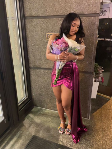 Vestido sexy de fiesta de cumpleaños, sin espalda, sin tirantes y con abertura lateral, estilo asimétrico, modelo Y6439