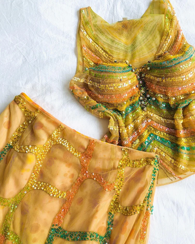 Precioso vestido de fiesta de dos piezas con escote en V, lentejuelas y gasa, modelo Y8299