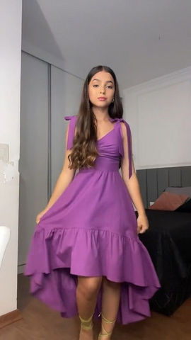 Vestido de cóctel morado de corte asimétrico, estilo línea A, modelo Y4505